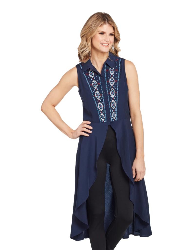 Cowgirl Up Western Dress Womens Sleeveless Button Duster Navy CG00704
