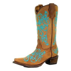 Corral Western Boots Girls Snip Toe 10" Shaft Pull On Brown A2960