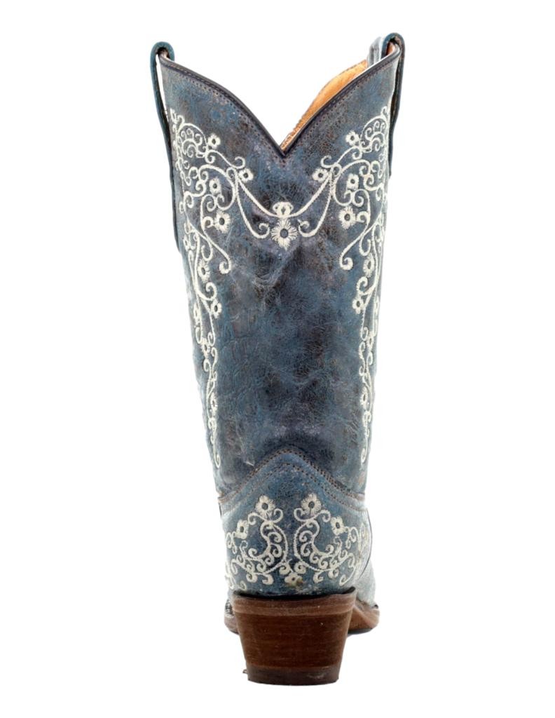 Corral Western Boots Girls Cowboy Leather Outsole Blue E1310