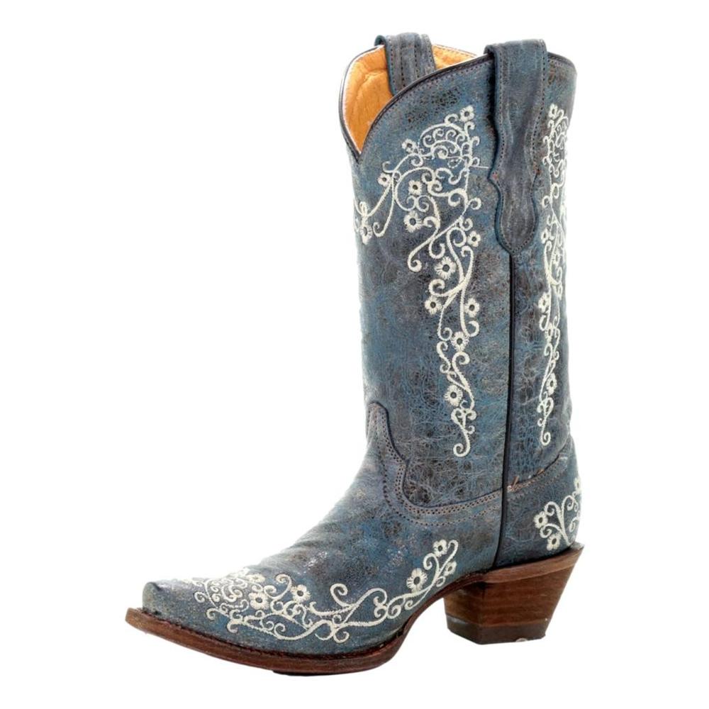Corral Western Boots Girls Cowboy Leather Outsole Blue E1310