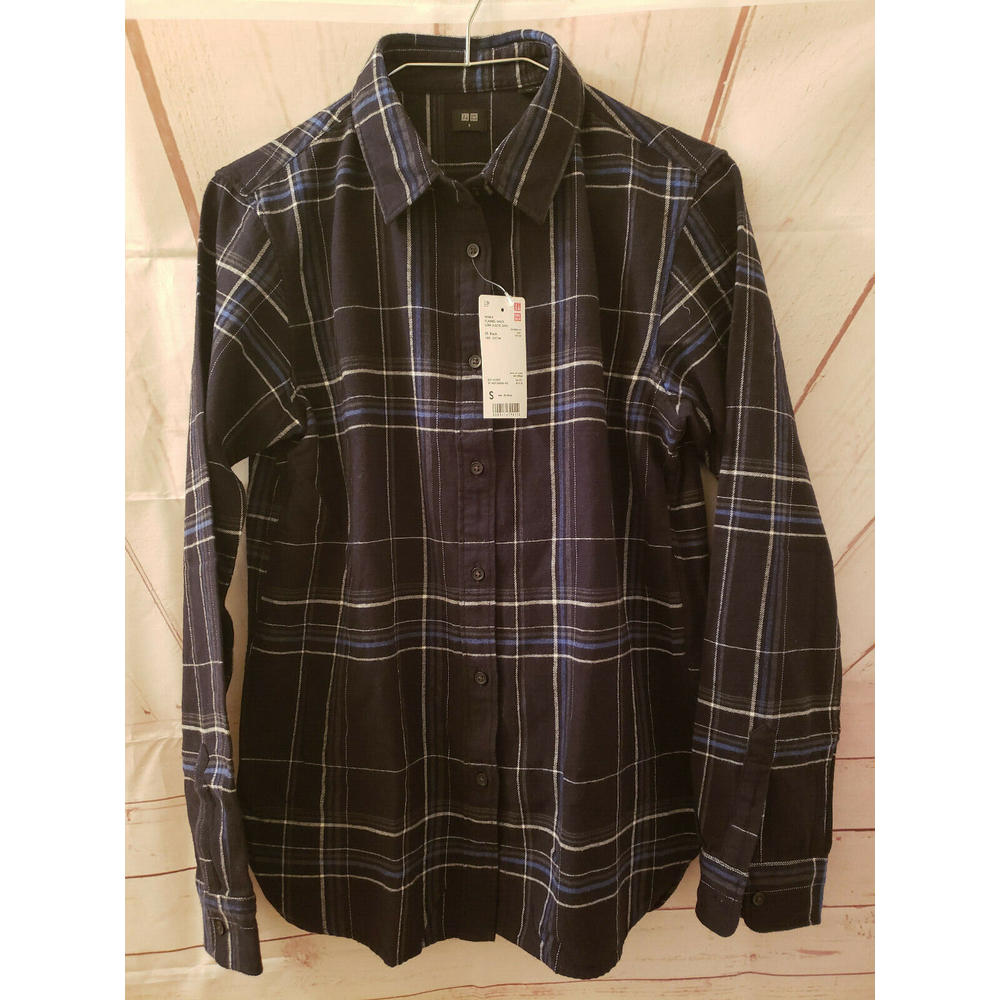 Uniqlo Women Flannel Checked Long Sleeve Shirt, Small, Red, Navy, Black ...