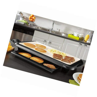 Ckstgrfm18w Eco Oster Titanium Infused Duraceramic Griddle With Warming Tray Black Creme Ckstg