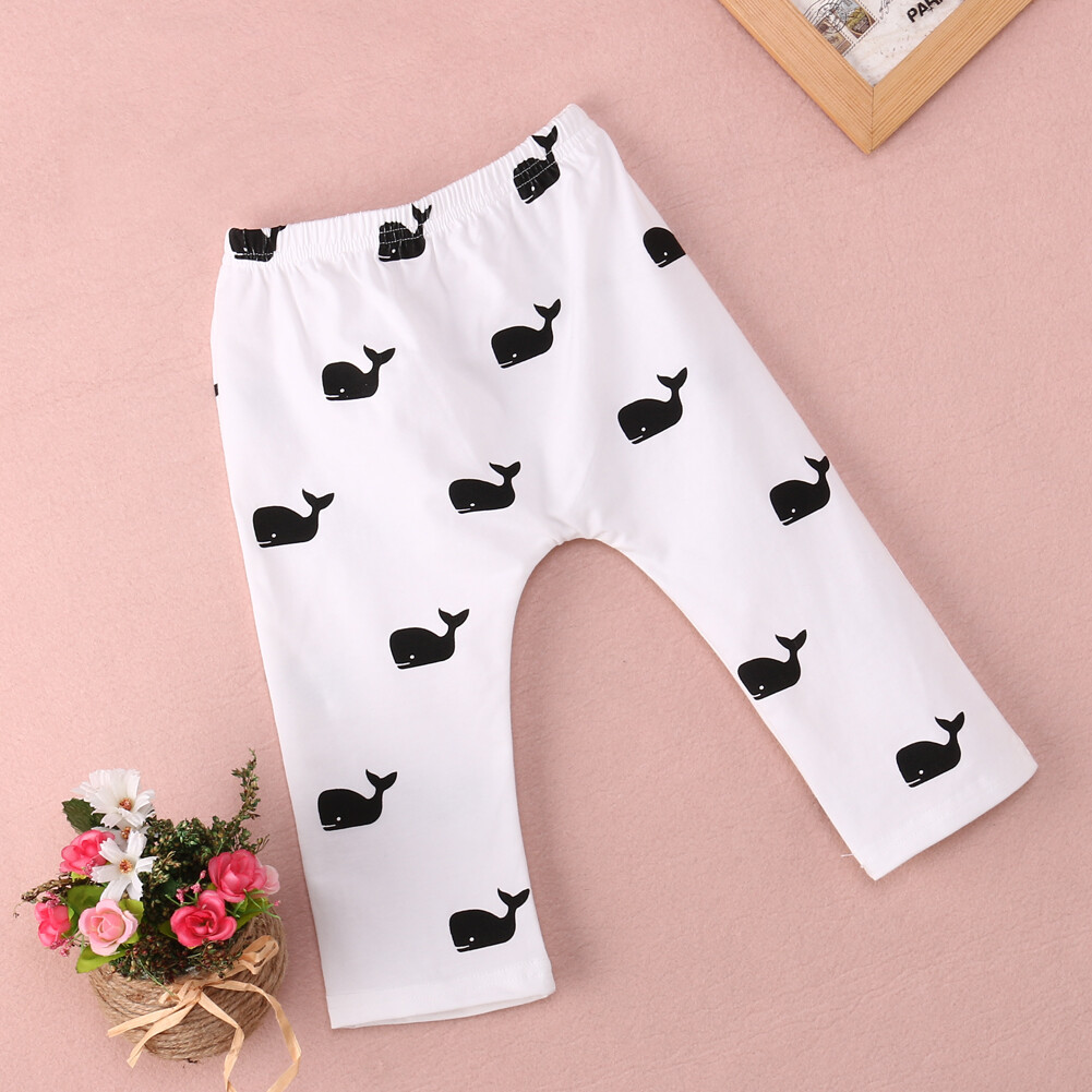 Ukutoba Plus Size Infant Baby Girl Boy Cute Whale Printed Cotton Soft Long Pants Legging