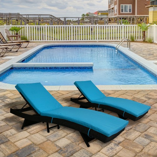 Kinbor 2xrelc001bu 2 Pc Foldable Pe Rattan Patio Chaise Lounge Chair Bench Pool Recliner Blue Sun - Kinbor Outdoor Adjustable Chaise Lounge Chair Kinbor 2xrelc001bu 2 Pc Foldable Pe Rattan Patio Chaise Lounge Chair Bench Pool Recliner Blue Sun - Kinbor Outdoor Adjustable Chaise Lounge Chair