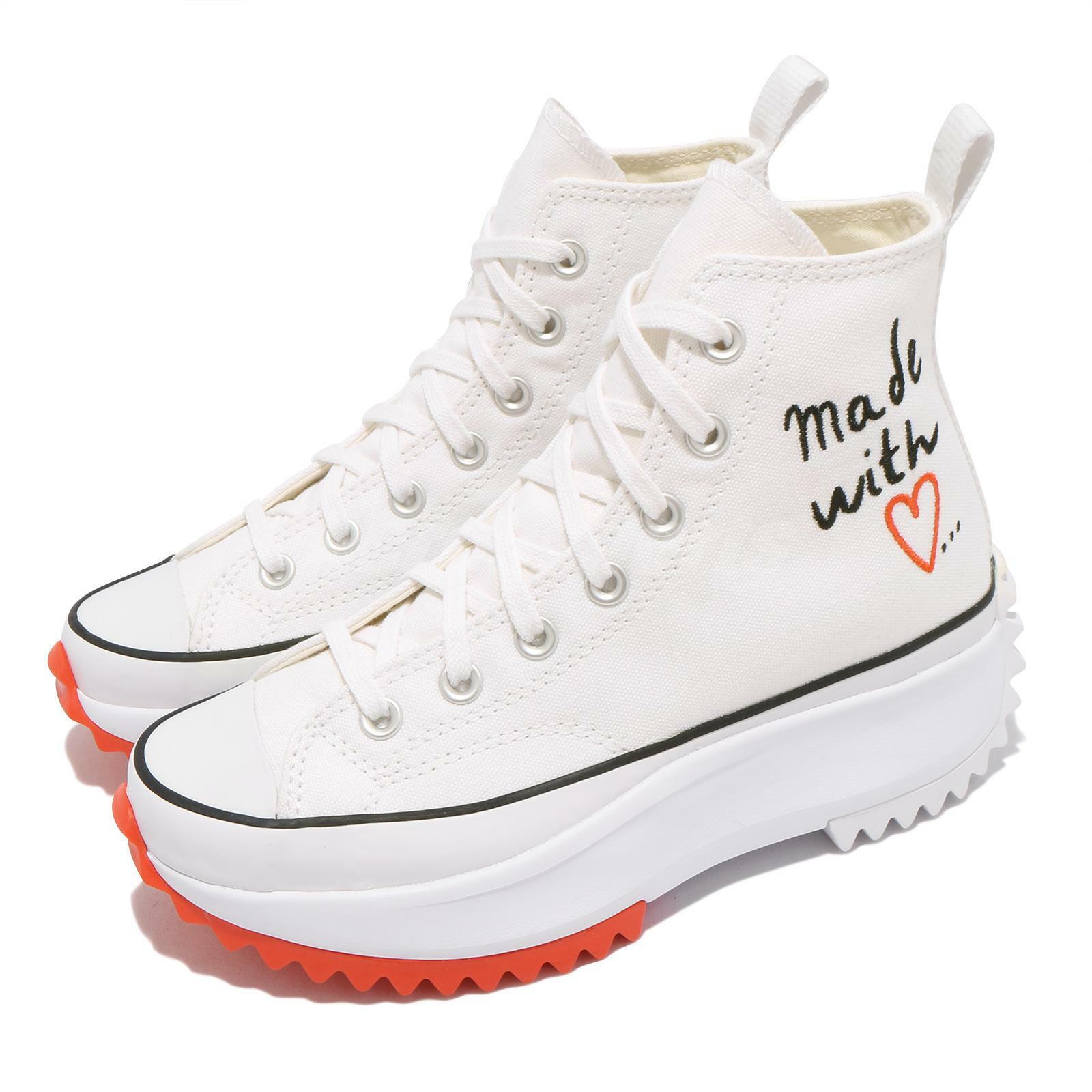 Converse Run Star Hike Made With Love White Black Orange Women Shoes 571874C