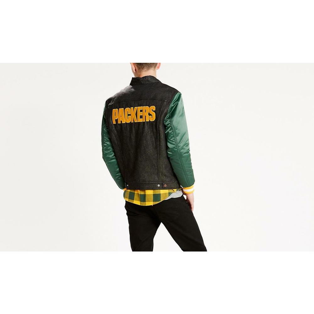 Levi S New Mens Nfl Levis Strauss Denim Green Bay Packers Varisty Trucker Jacket Xxl