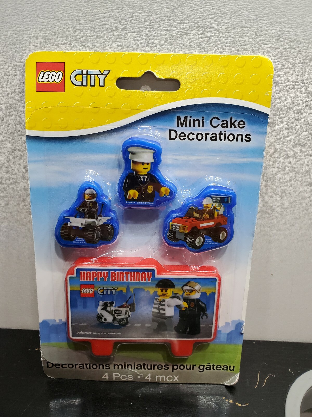 New Lego City Police Mini Cake Decorations 4 Piece Wax But Not Candles Rare