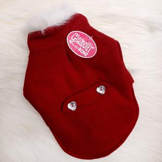 Unspecified Nwt Glamour Pet Coat Dog Clothes Xs Extra Small Red Animal Print Fluffy Collar
