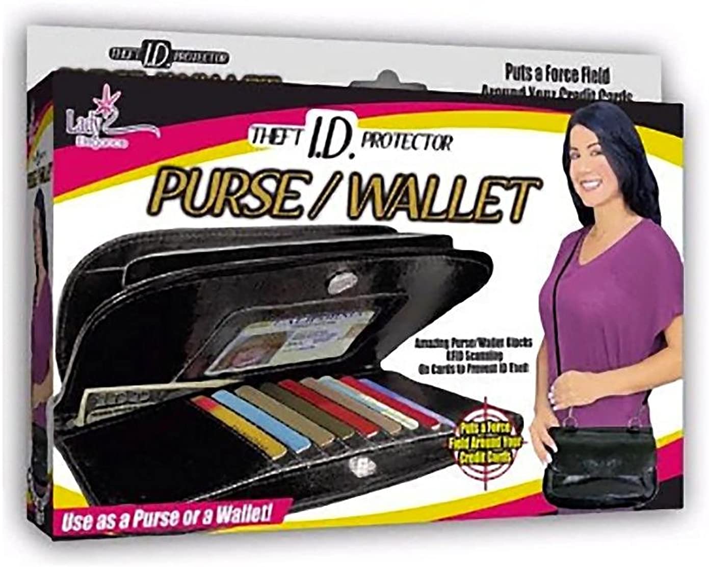 Lady Elegance Theft ID Protector RFID Purse/Wallet- Silver