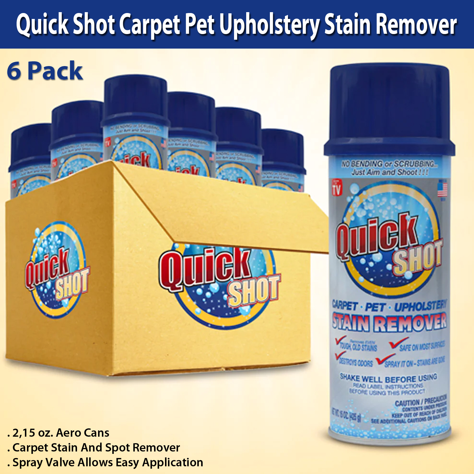Instagone's Quick Shot Carpet, Pet & Upholstery Stain Remover 6 Pack