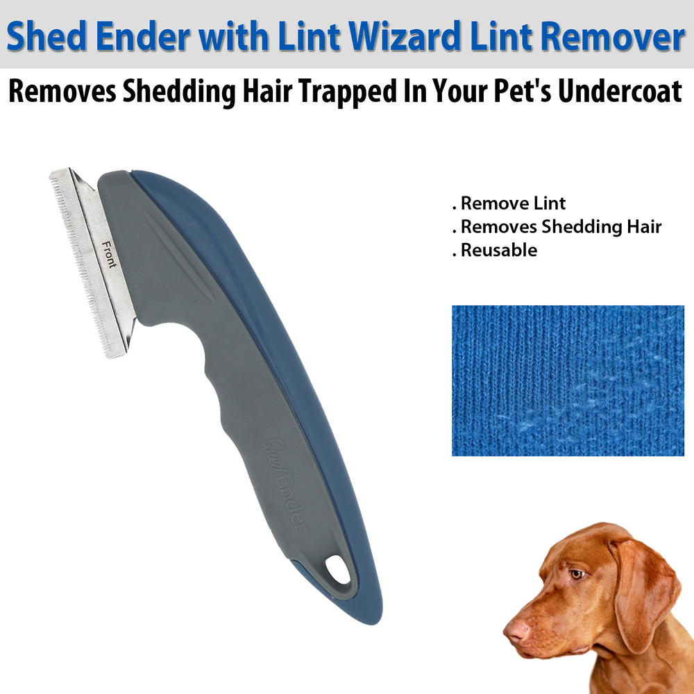 Shed Ender with Lint Wizard Lint Remover Deshedding Tool Dog Brush