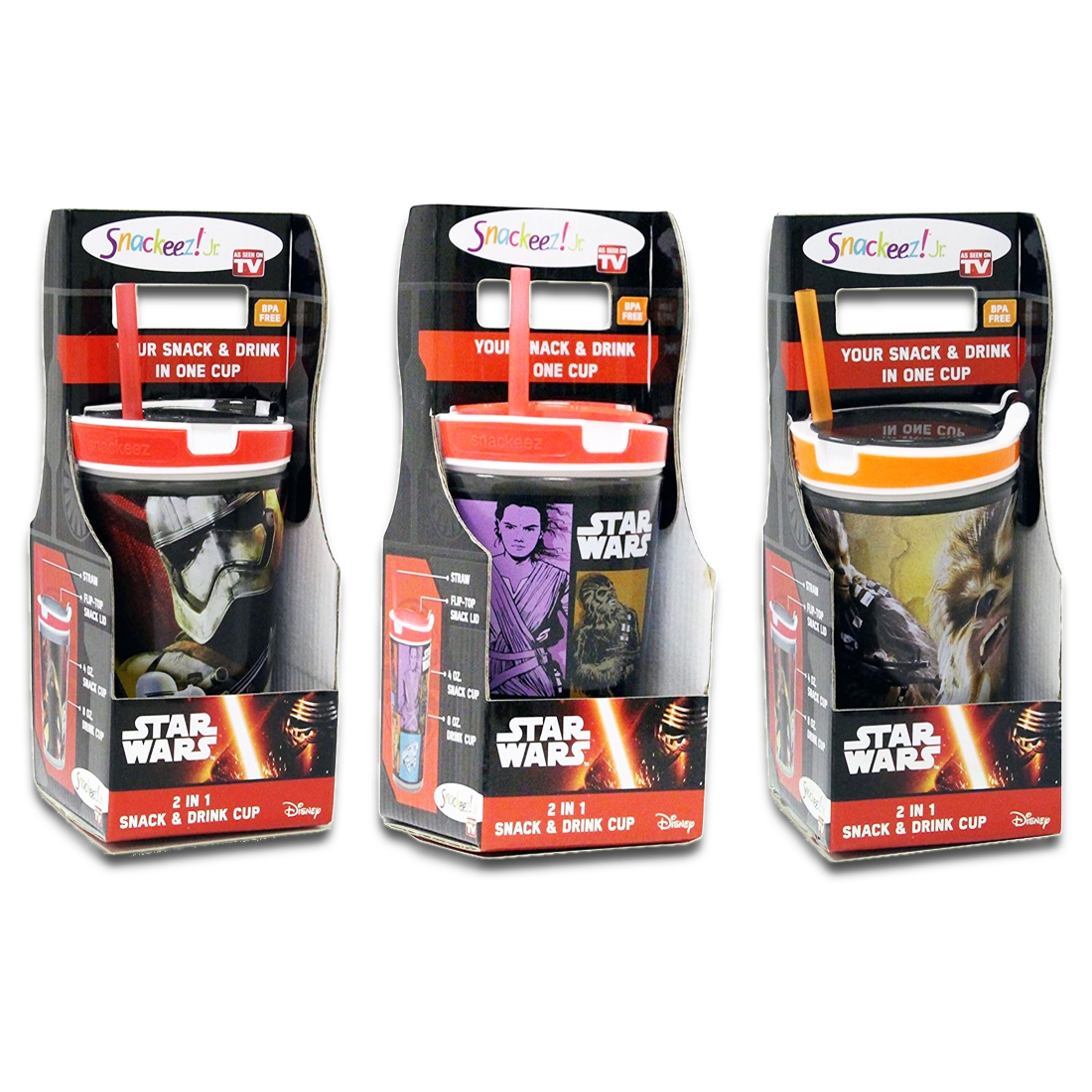 Snackeez Jr 2-in-1 Snack & Drink Cup Star Wars 7 Movie Complete Collection