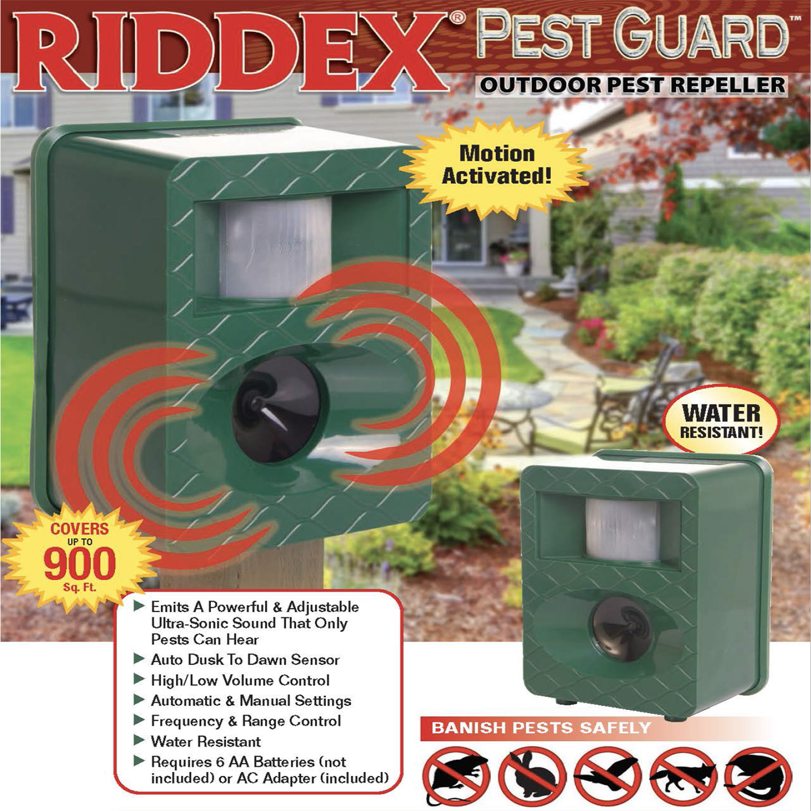 Carol Wright Gifts Riddex Motion Activated Outdoor Pest Guard Pest Repeller