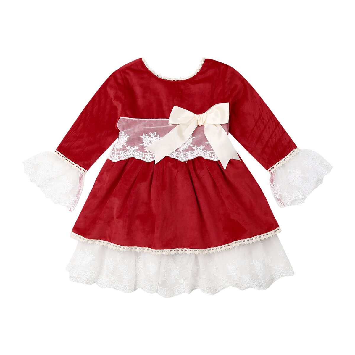 Canis Usa Xmas Toddler Baby Girls Velvet Tutu Tulle Christmas Party Pageant Lace Dress