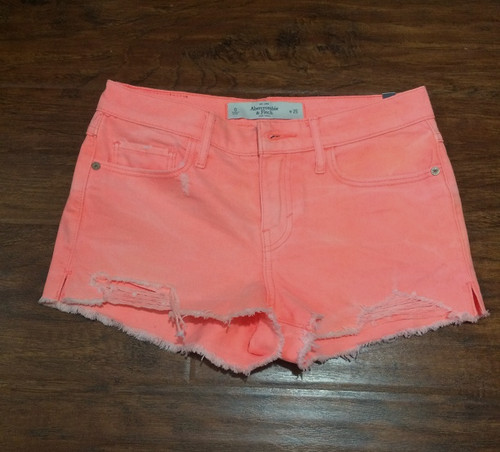 Abercrombie Fitch Women High Rise Denim Cut Offs Shorts Size 0 W 25 Nwt Orange