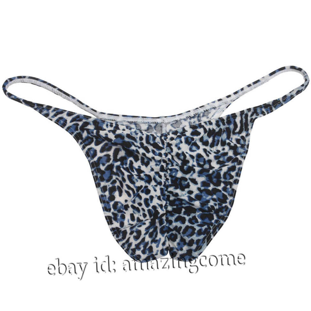 JAXFSTK Men String Bikini Brief Half Coverage Underwear Male Animal Print  Cheeky Shorts