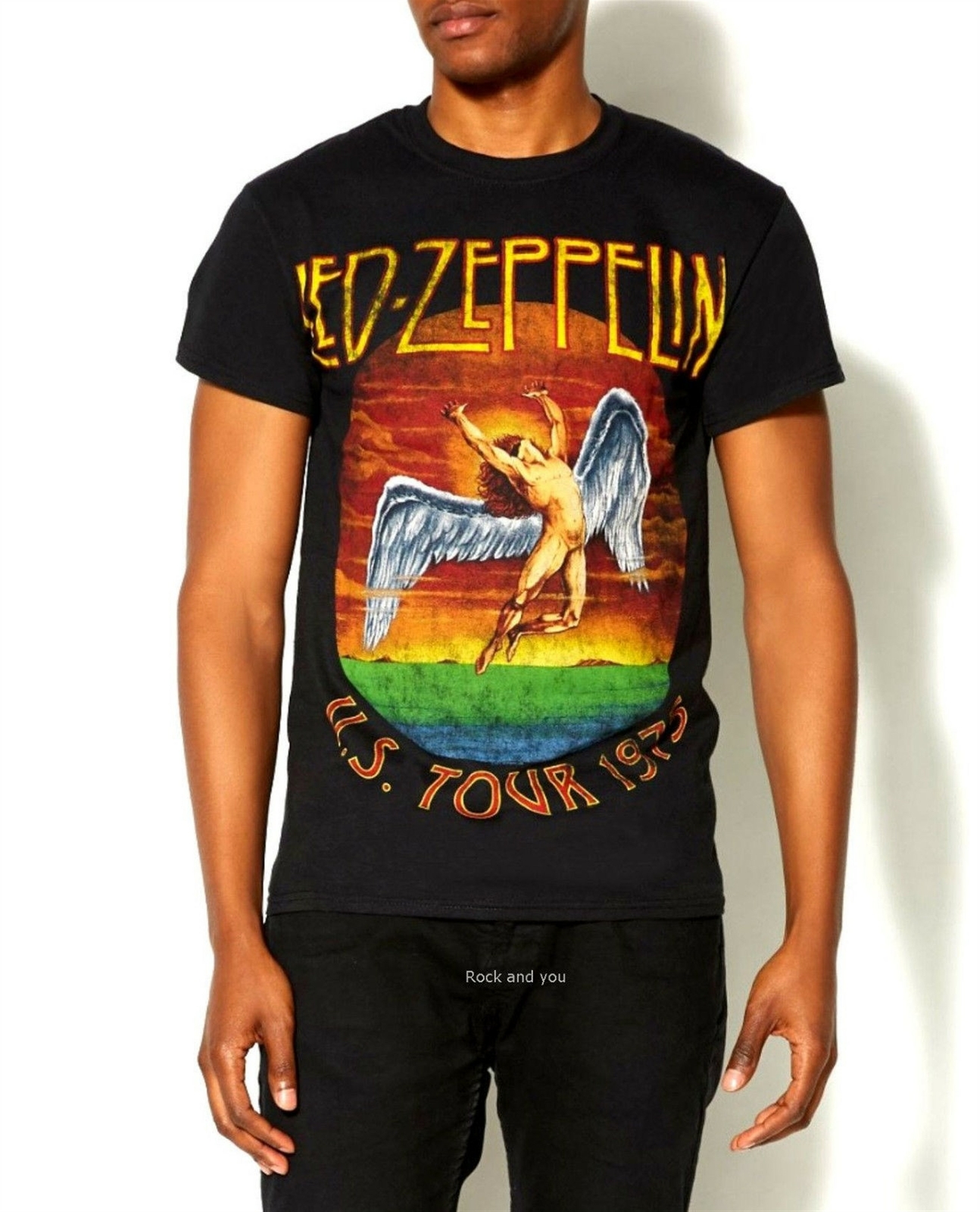 Led Zeppelin T Shirt Us Tour 1975 Logo Metal Rock Official 3xl Last Nwt