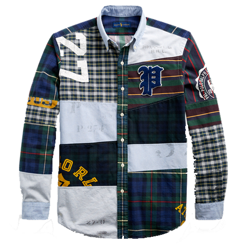 Polo Ralph Lauren Men Patchwork Letterman Stadium Rugby Preppy