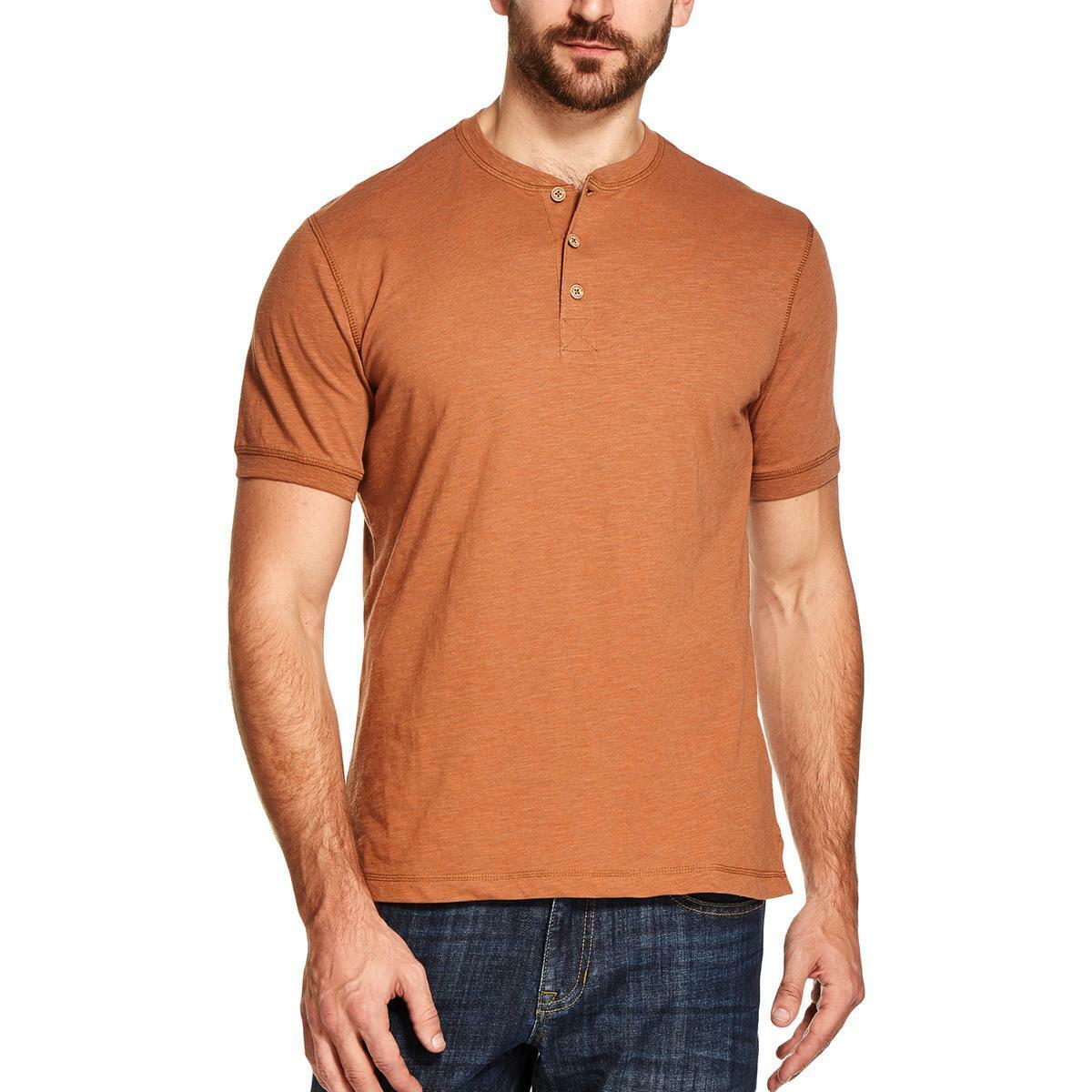 WEATHERPROOF Men's Rust Brown Henley T-Shirt NEW Medium Med M