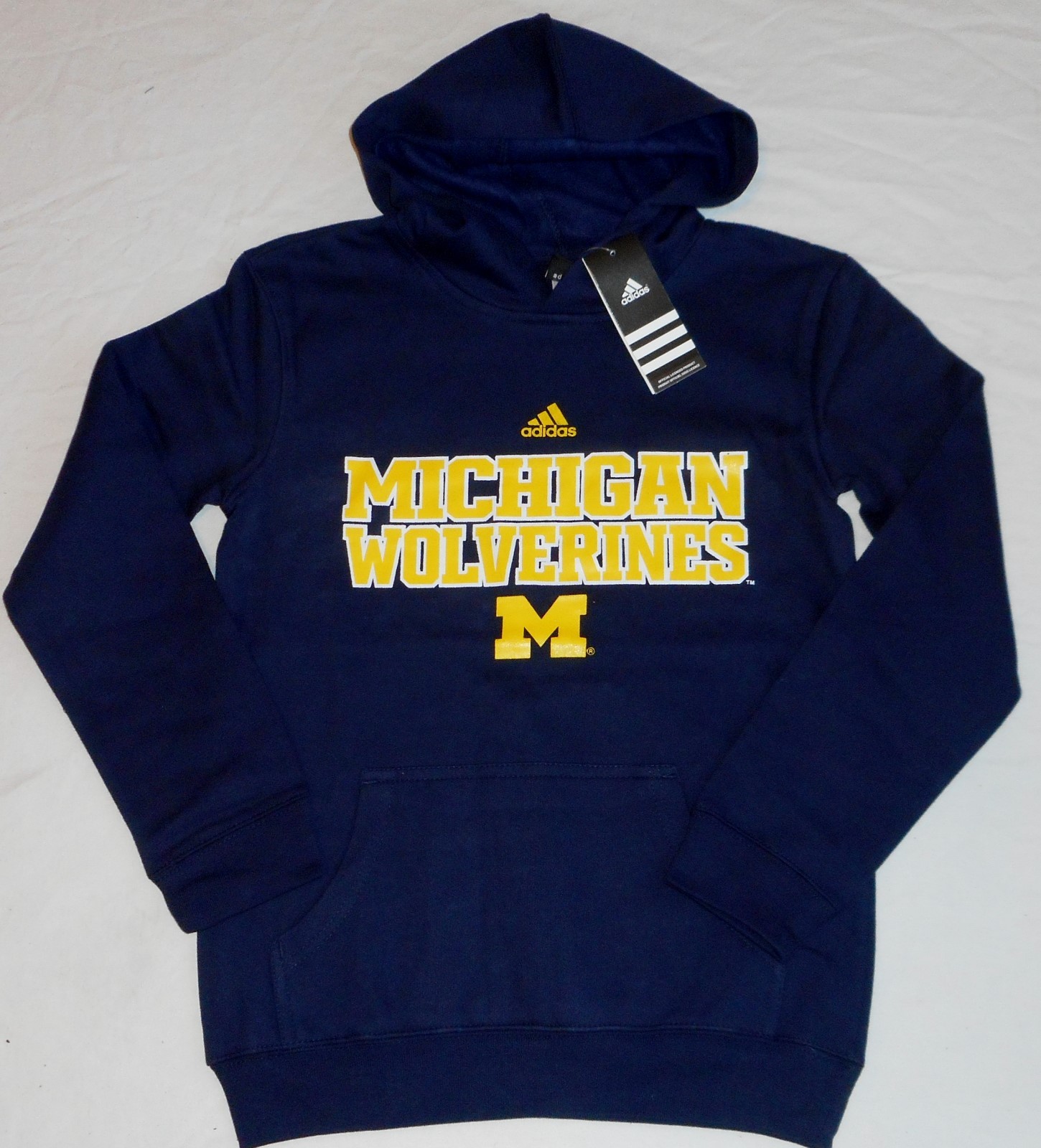 Adidas University Of Michigan Wolverines Hooded Sweatshirt Hoodie Youth M L Nwt Blue