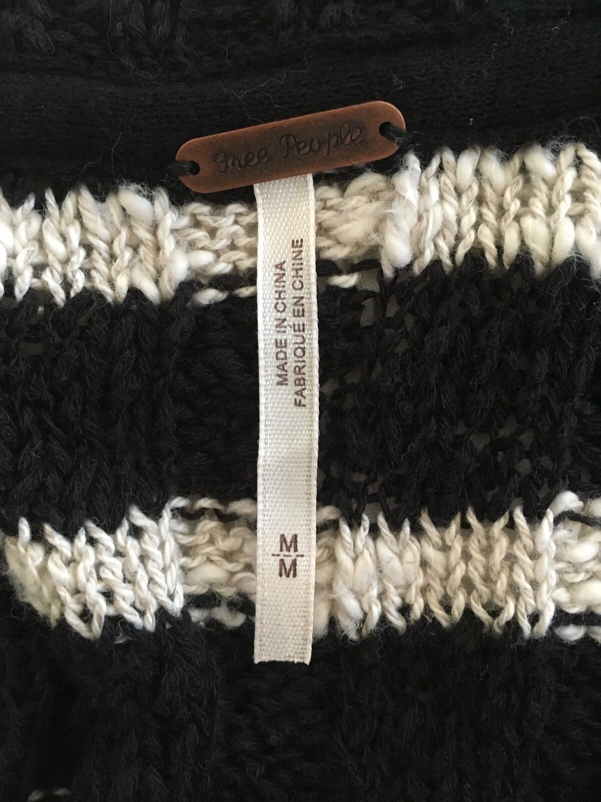 NWT FREE PEOPLE Stripe Wide Rib Knit Sweater Tee in Black $78 - S,M,L