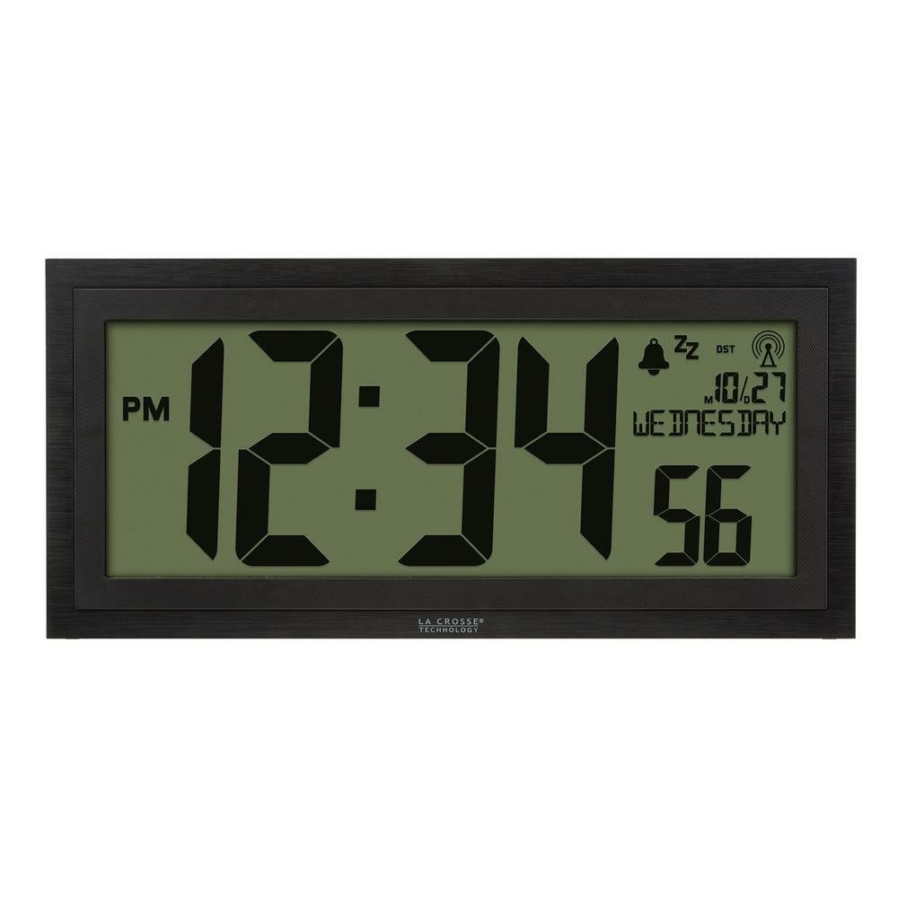 La Crosse Technology Atomic Digital Clock 15 In Indoor Temperature 7 Time Zone La Crosse Technology Atomic Digital, La Crosse Technology Large Atomic Digital Clock With Outdoor Temperature