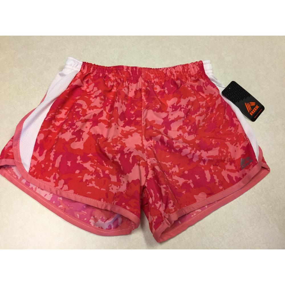 356 Girls Rbx Running Shorts Rose Petal And White Multi Cam Sz L 14 16