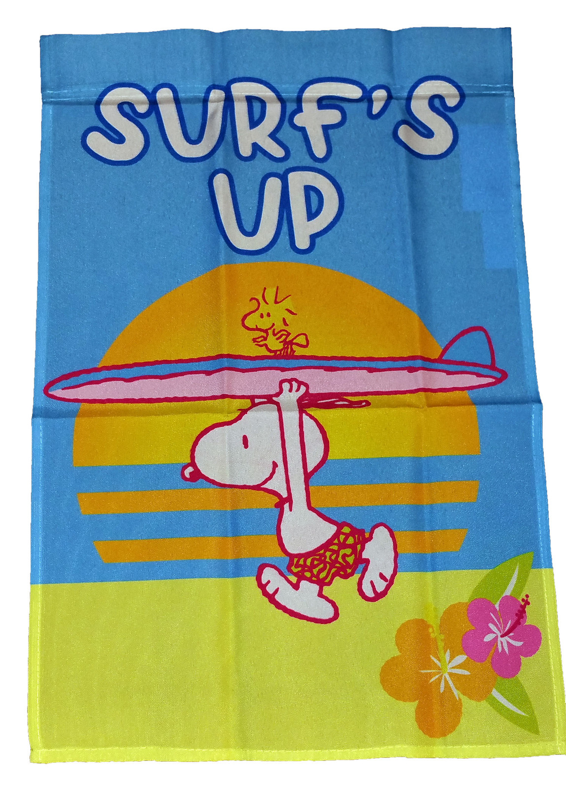 Snoopy Peanuts Snoopy Surf S Up Carrying Surfboard Flag Small 12 X 18 New In Plastic