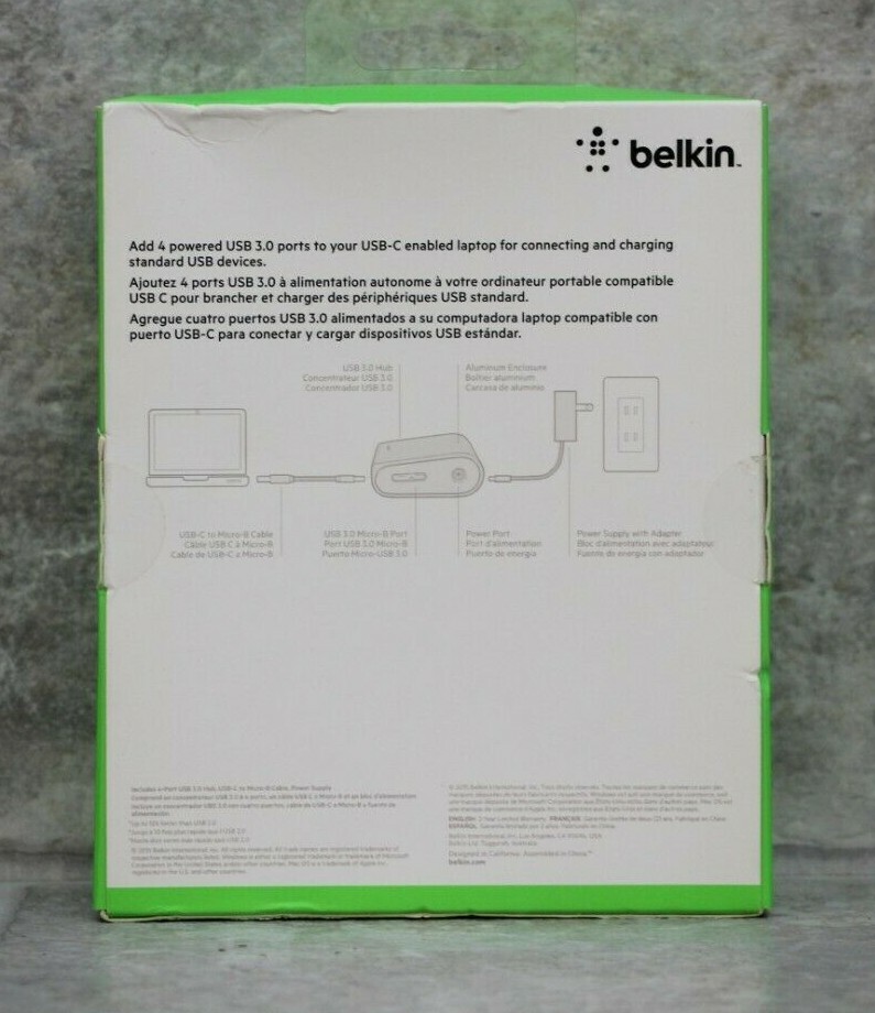 1217dp Belkin 4 Port Usb 3 0 Hub Usb C Cable