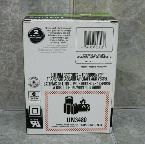 Greenworks Pro 60 Volt Lithium 2 0 Ah Battery