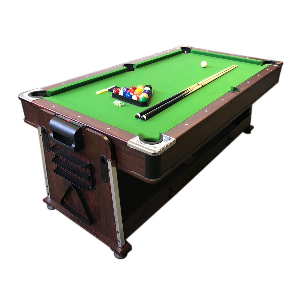 SIMBAUSA 4 in 1 - 7Ft Green Pool Table + Air Hockey + Tennis Table Tennis + Dinner table