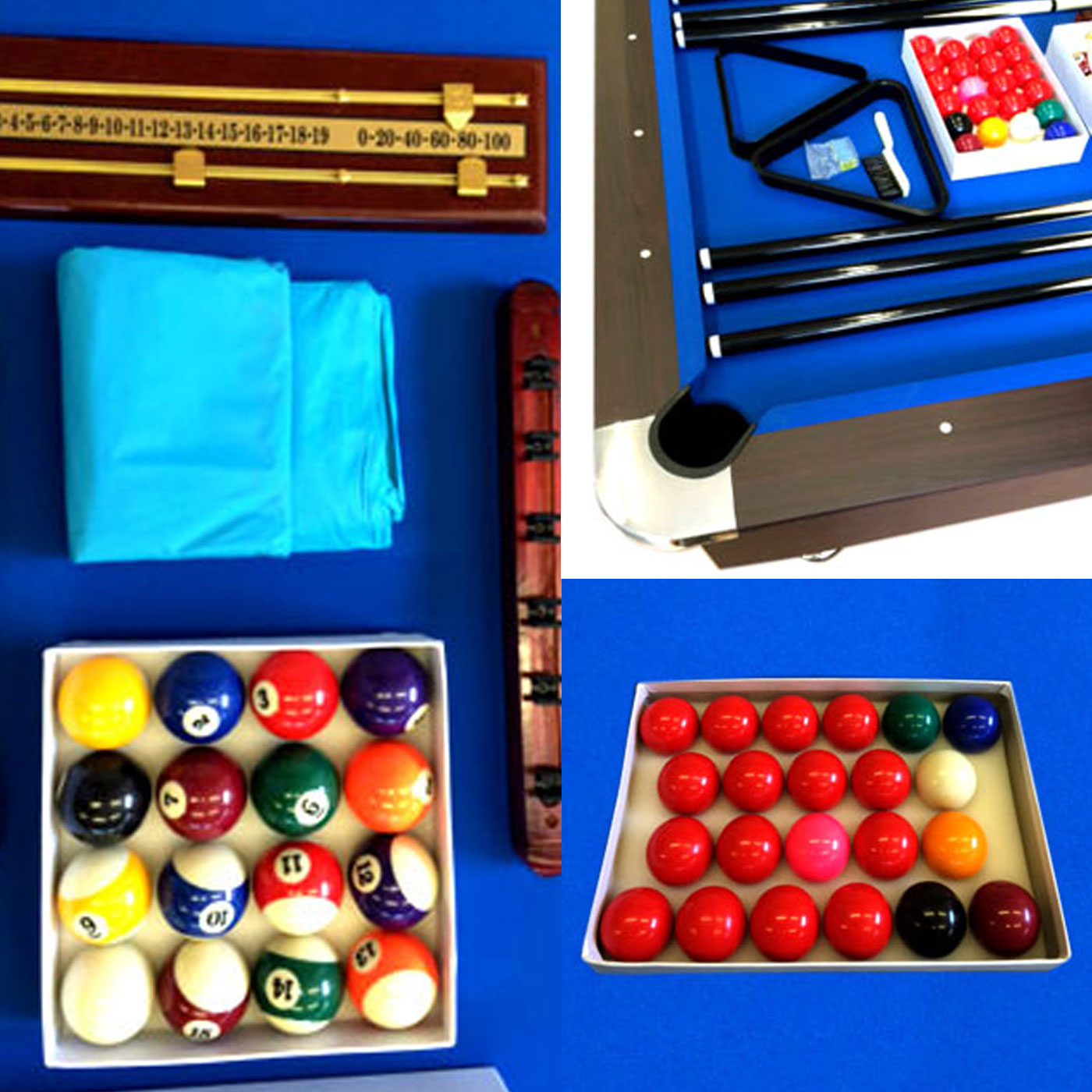simba usa inc 8' Feet Billiard Pool Table Full Set Accessories Vintage Blue 8FT with benches