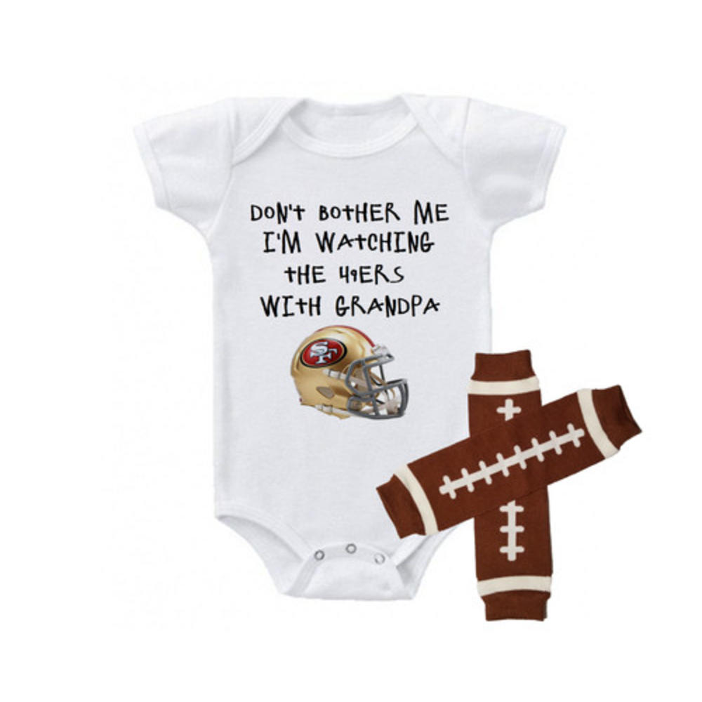 Gerber San Francisco 49ers Outfit Onesie And Leggings Set Watching With Grandpa