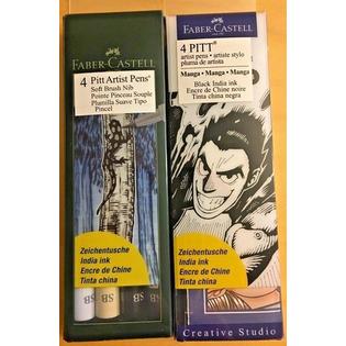 Lot 2 Faber Castell 4 Pitt Artist Pens Manga Xs S F B Soft Brush
