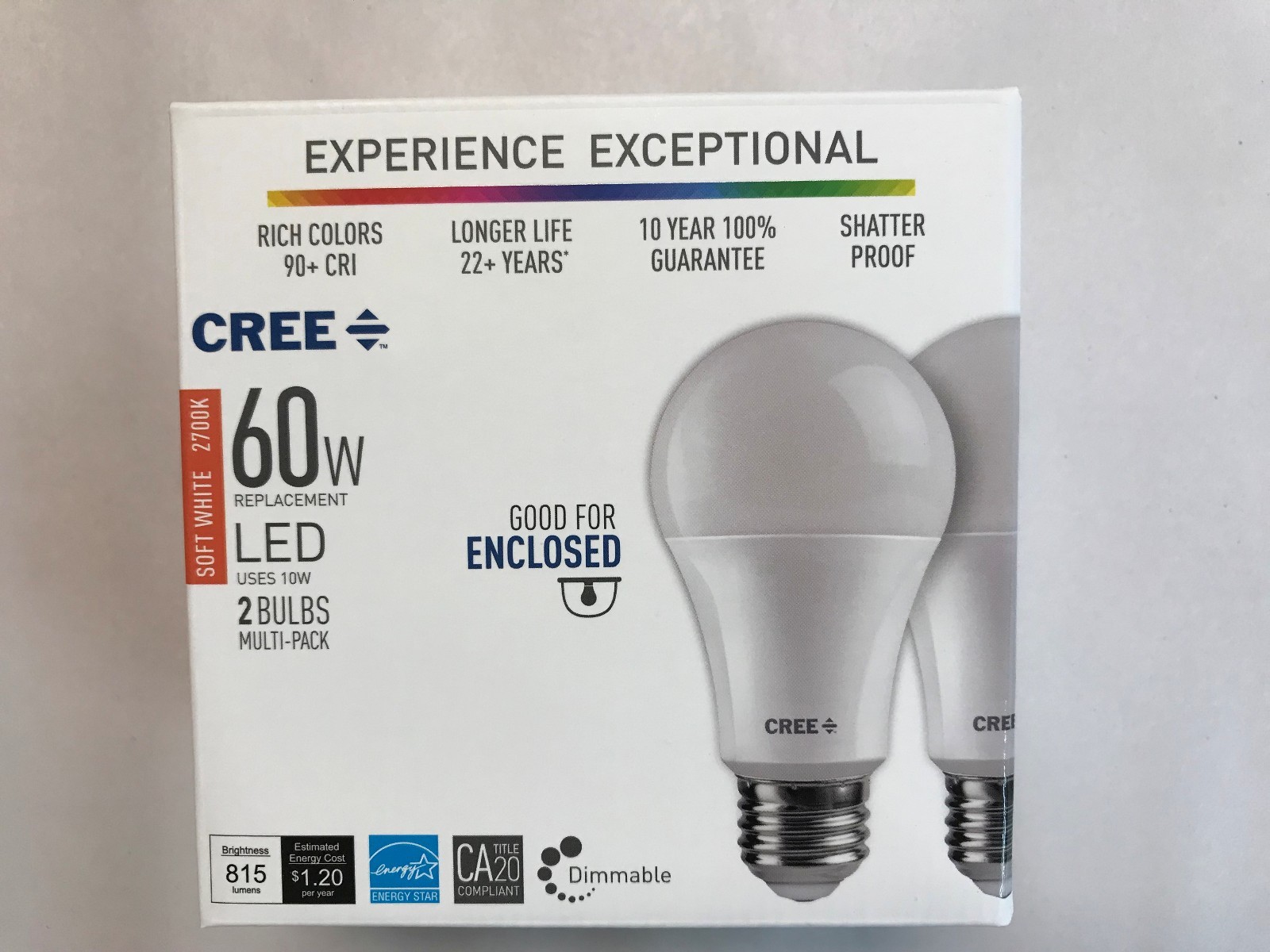 Cree 2 Pack Cree Led 60w 10w Soft White Dimmable 60 Watt