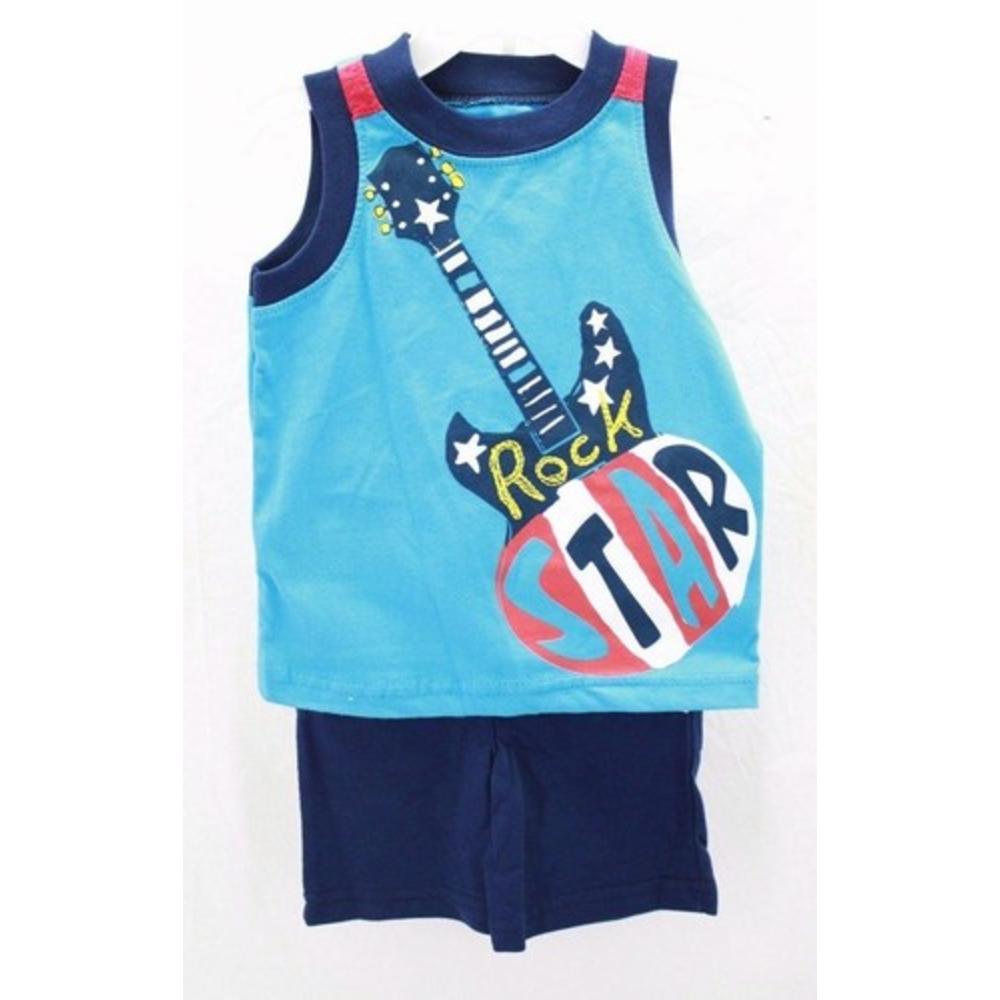 Boyz Wear Boy S 2 Piece Outfit Sleeveless Shirt And Shorts Blue