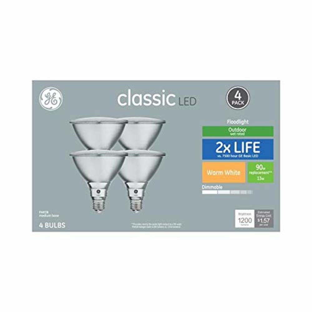 GE Classic 4-Pack 90 W Equivalent Dimmable Warm White Par38 LED Light Fixture Light Bulbs
