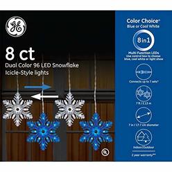 GE Color Choice 96-Count Multi-Function Color Changing Snowflake Led Plug-in Christmas Icicle Lights