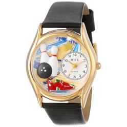Whimsical Gifts Whimsical Watches Kids C0820017 Classic Gold Bowling Black Leather And Goldtone Watch