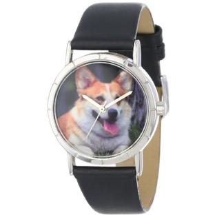 Whimsical Gifts Whimsical Watches Kids R0130029 Classic Corgi Black Leather And Silvertone Photo Watch