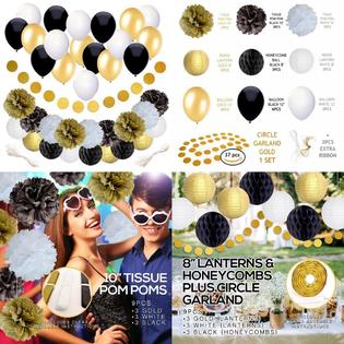 Decopom Black And Gold Party Decorations For Birthday Or Wedding