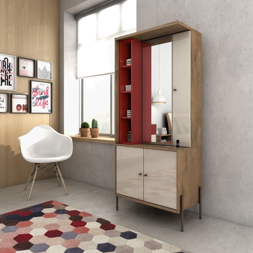 Manhattan Comfort Joy Vanity Jewelry Armoire With Mirror Manhattan Comfort Joy Vanity Jewelry, Joy Vanity Jewelry Armoire
