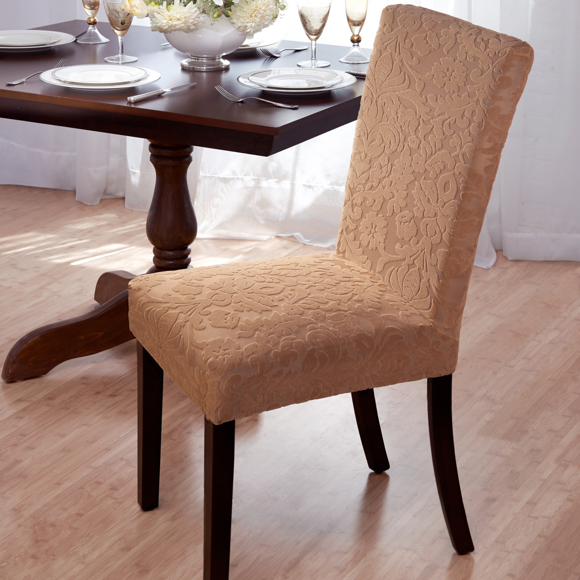 Madison Industries Velvet Damask Stretch Dining Chair Slipcovers Madison Industries Velvet Damask, Damask Dining Chair Slipcovers