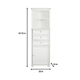 Home Decorators Collection Hampton Harbor 23 In W X 13 In D X 67 1 2 In H Corner Linen Cabinet In White