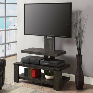Whalen 3 Shelf Tv Stand W Floater Mount Up To 55 In Flat Screens Weathered Dark Pine