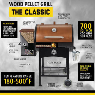 Grill Pellet Pit Boss Classic 700 Sq In Wood Fired Flame Broiler Bbq Smoker