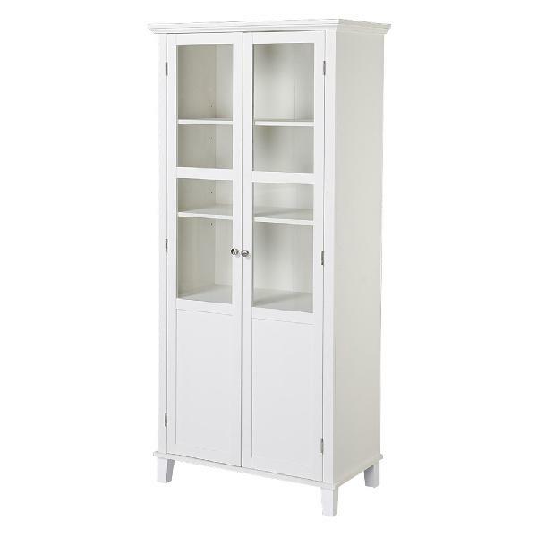 Homestar Glass Front 2 Door China Display Storage Cabinet White