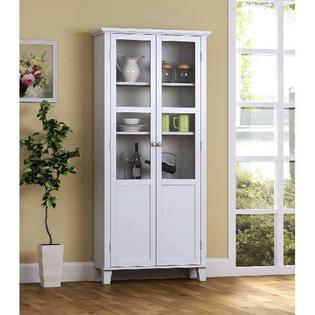 Homestar Glass Front 2 Door China Display Storage Cabinet White