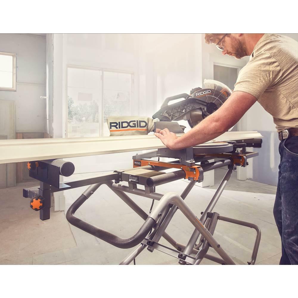 Ridgid Universal Mobile Miter Saw Stand W Mounting Braces Portable Folding 2 Wheels