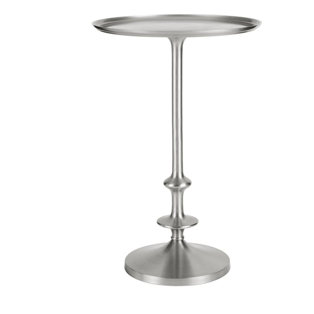 Home Decorators Collection Bellkirk Round Pewter Silver Metal Accent Table 14 5 In W X 22 25 In H